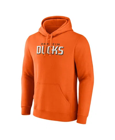 Fanatics Men's Orange Anaheim Ducks Wordmark Logo Fleece Pullover Hoodie In Orange
