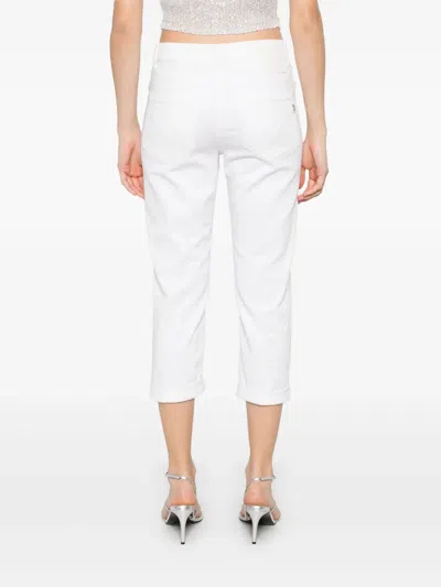 Dondup Cropped Cotton-blend Denim Jeans With Button Detailing In Neutral