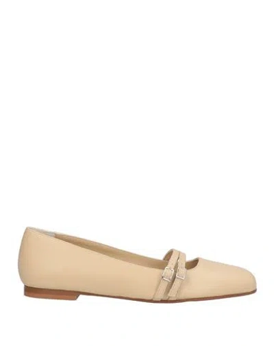 Gia Borghini Woman Ballet Flats Cream Size 11 Leather In Nude
