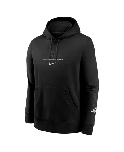 Nike Men's Black Los Angeles Dodgers Lights Out Club Fleece Pullover Hoodie In Black