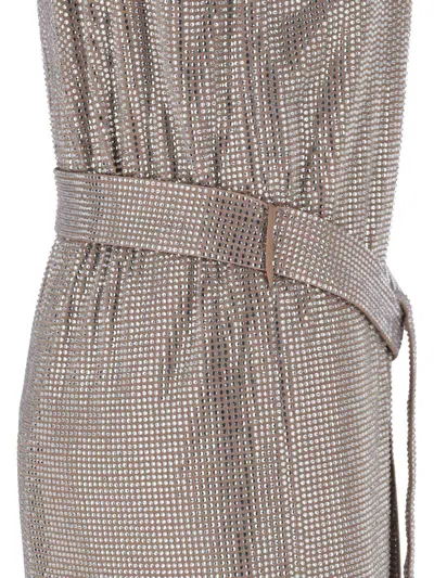 Giuseppe Di Morabito Metallic Scoop Neck Sleeveless Dress In Brown