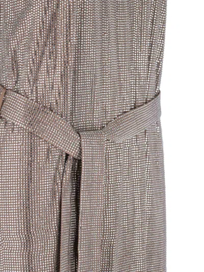 Giuseppe Di Morabito Metallic Scoop Neck Sleeveless Dress In Brown