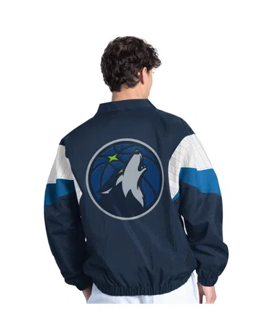 Starter Men's Navy Minnesota Timberwolves Yard Line Full-zip Jacket In Blue
