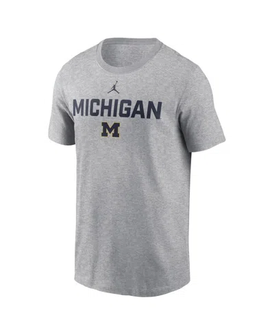 Jordan Men's Heather Gray Michigan Wolverines Campus 2-hit T-shirt In Gray