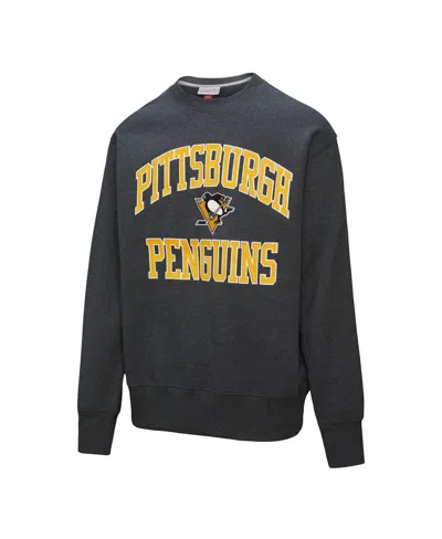 Mitchell & Ness Men's Heather Charcoal Pittsburgh Penguins Playoff Win Fleece Pullover Sweatshirt In Gray