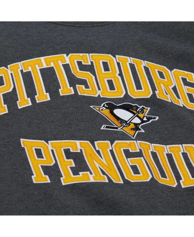 Mitchell & Ness Men's Heather Charcoal Pittsburgh Penguins Playoff Win Fleece Pullover Sweatshirt In Gray