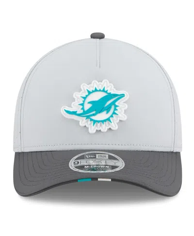 New Era Men's Gray/graphite Miami Dolphins 2025 Nfl Training Camp A-frame 9forty Adjustable Hat