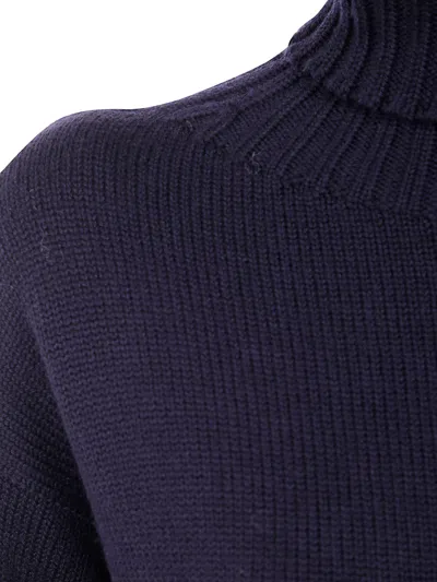 Drumohr Long Sleeve Turtle Neck In Blue