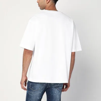 Dsquared2 Mens White Embossed Text-print Loose-fit Cotton T-shirt Xl In White