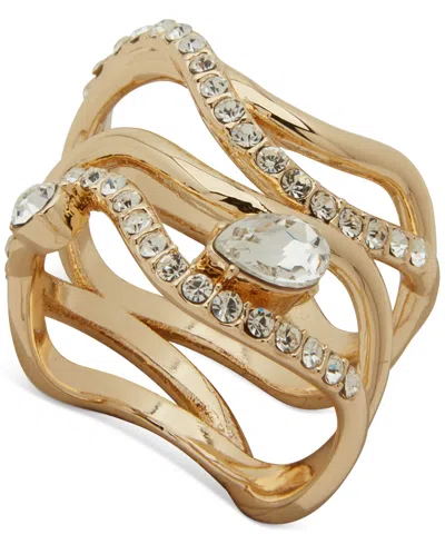 Emily In Paris Gold-tone Wavy Stone Multi Row Ring
