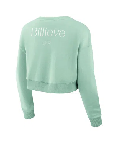 Fanatics Women's Mint Buffalo Bills Studio Tri-blend Cropped Pullover Sweatshirt