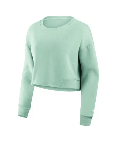 Fanatics Women's Mint Buffalo Bills Studio Tri-blend Cropped Pullover Sweatshirt