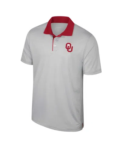Colosseum Men's Gray Oklahoma Sooners Big Tall Tuck Striped Polo Shirt In Gray