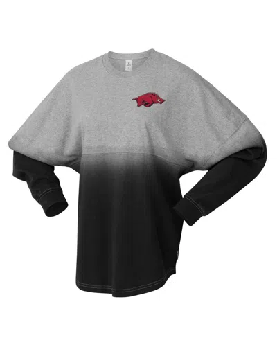 Spirit Jersey Men's And Women's Black/gray Arkansas Razorbacks Ombre Long Sleeve T-shirt In Multi
