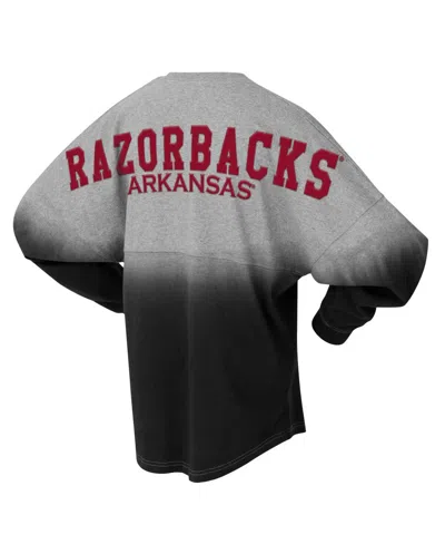 Spirit Jersey Men's And Women's Black/gray Arkansas Razorbacks Ombre Long Sleeve T-shirt In Multi
