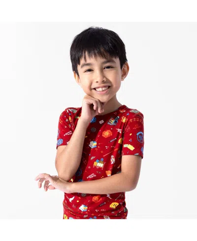 Bellabu Bear Kids Unisex Hogwarts Express 2-piece Short Sleeve & Shorts Pajama Set In Red