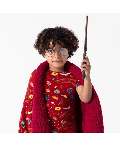 Bellabu Bear Kids Unisex Hogwarts Express 2-piece Short Sleeve & Shorts Pajama Set In Red