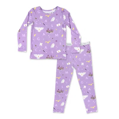 Bellabu Bear Unisex Kids' Hedwig's Magical Mail Set Of 2 Piece Pajamas In Purple
