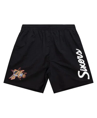 Mitchell & Ness Men's Black Philadelphia 76ers Team Essentials Nylon Shorts In Black