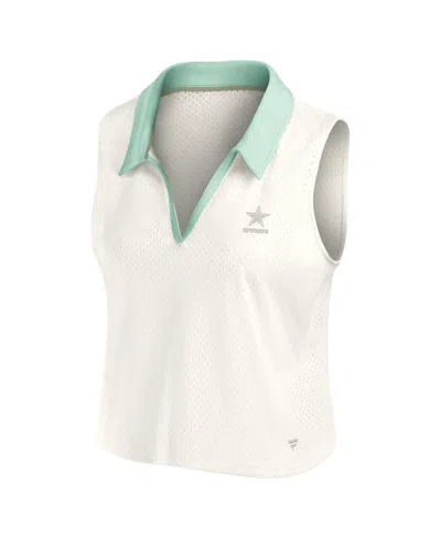 Fanatics Women's Cream Dallas Cowboys Studio Wellness V-neck Tank Top