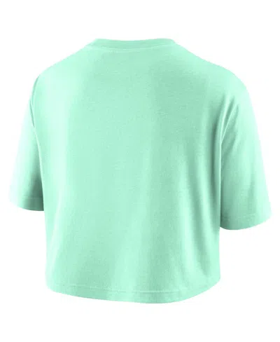 Nike Women's Mint New York Liberty Basketball Tonal Wordmark Cropped T-shirt