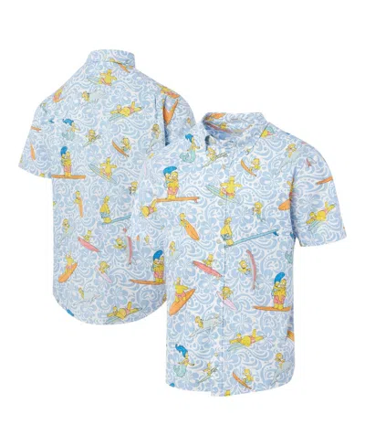 Reyn Spooner Men's Light Blue The Simpsons Cowabunga Tailored Button-down Shirt In Blue