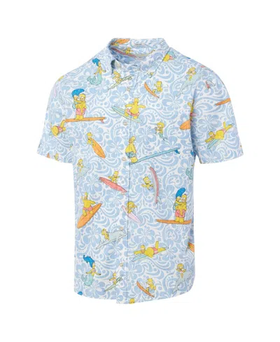 Reyn Spooner Men's Light Blue The Simpsons Cowabunga Tailored Button-down Shirt In Blue