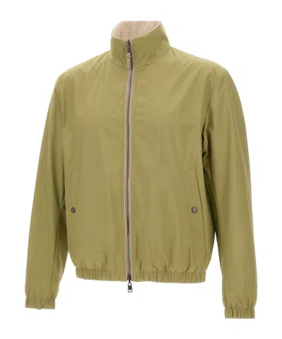 Hugo Boss Reversible Jacket With Elastic Cuffs And Collar In Green