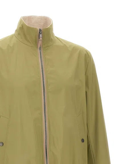 Hugo Boss Reversible Jacket With Elastic Cuffs And Collar In Green