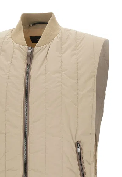 Hugo Boss Quilted Zip-front Gilet In Brown