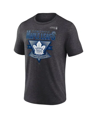 Fanatics Men's Heather Charcoal Toronto Maple Leaf's 2025 Stanley Cup Playoffs Crossbar Tri-blend T-shirt In Gray