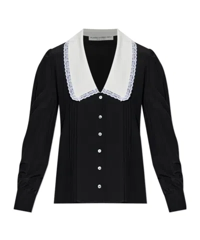 Alessandra Rich Lace-trimmed Collar Blouse In Black