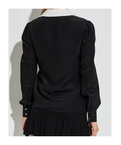 Alessandra Rich Lace-trimmed Collar Blouse In Black