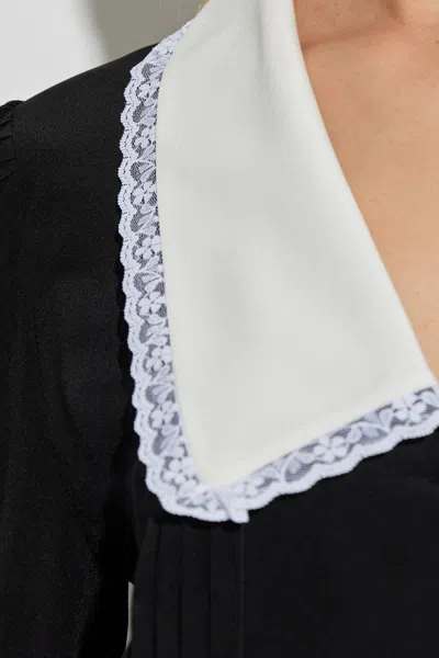 Alessandra Rich Lace-trimmed Collar Blouse In Black