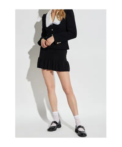Alessandra Rich Lace-trimmed Collar Blouse In Black