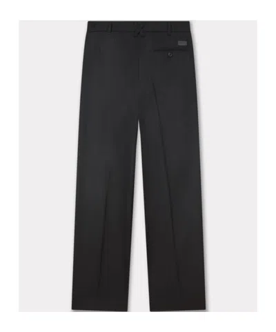 Kenzo Wool Pleated Tailored Trousers In Black