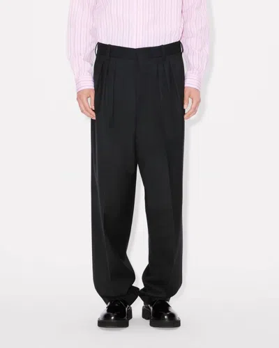 Kenzo Wool Pleated Tailored Trousers In Black