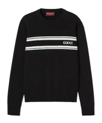 Gucci Men Silk And Cotton Sweater With Intarsia In Multi