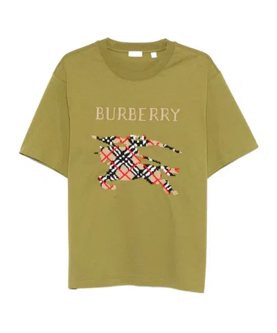 Burberry Cross Stitch Logo Cotton T-shirt In Green