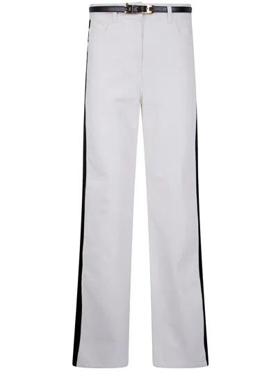 Elisabetta Franchi Jeans With Contrast Band In Neutral