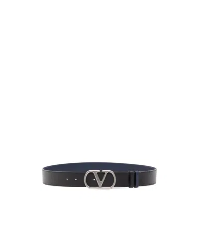 Valentino Garavani Vlogo Reversible Belt For Formal And Casual Occasions In Black