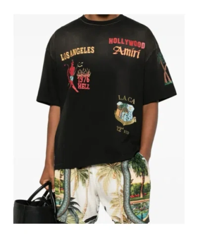 Amiri Crew Neck Graphic Print Relaxed Fit In Black