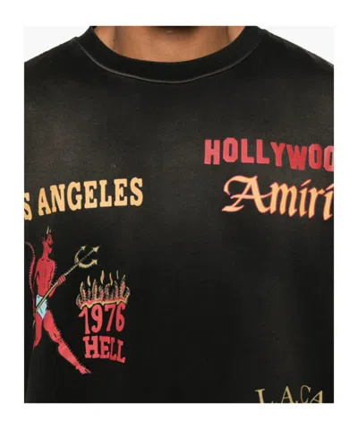 Amiri Crew Neck Graphic Print Relaxed Fit In Black