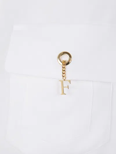 Elisabetta Franchi Three-quarter Sleeve White Shirt With Flap Pockets In White