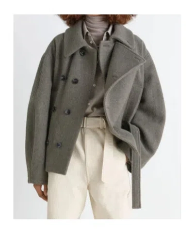 Lemaire Short Coat With Asymmetrical Button Panel In Brown