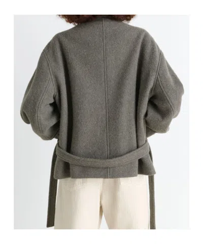 Lemaire Short Coat With Asymmetrical Button Panel In Brown