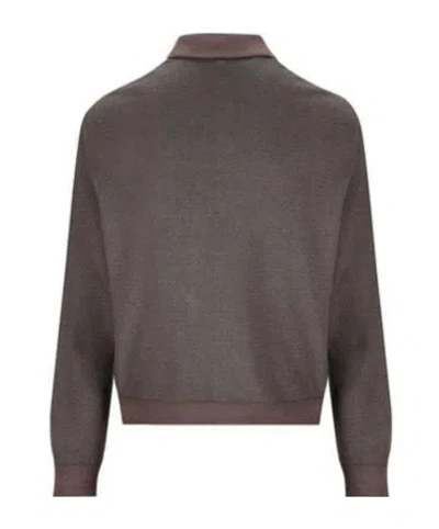 Loro Piana Long-sleeved Buttoned Polo Shirt In Brown