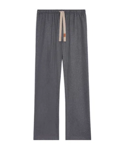 Celine Drawstring Trousers In Cashmere Flannel In Gray