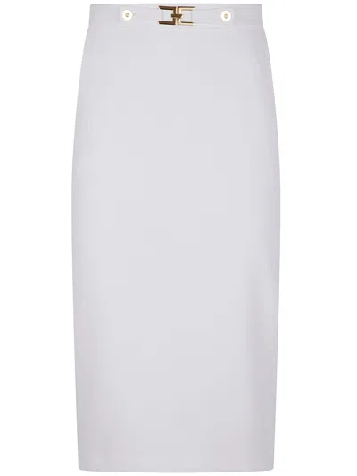 Elisabetta Franchi Gold-buckle Pencil Skirt In White