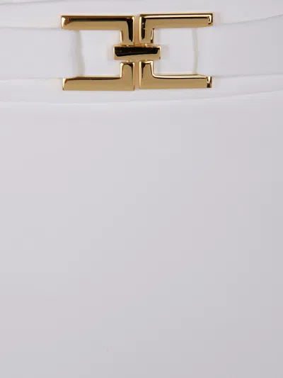 Elisabetta Franchi Gold-buckle Pencil Skirt In White